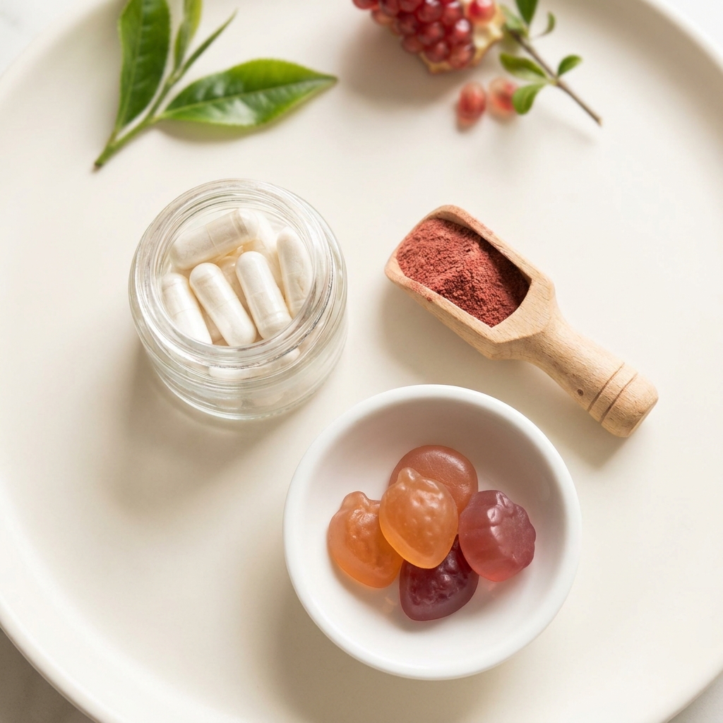 Unbranded presentation of NMN, Timeline (Mitopure), And Wonder Burn Gummies
