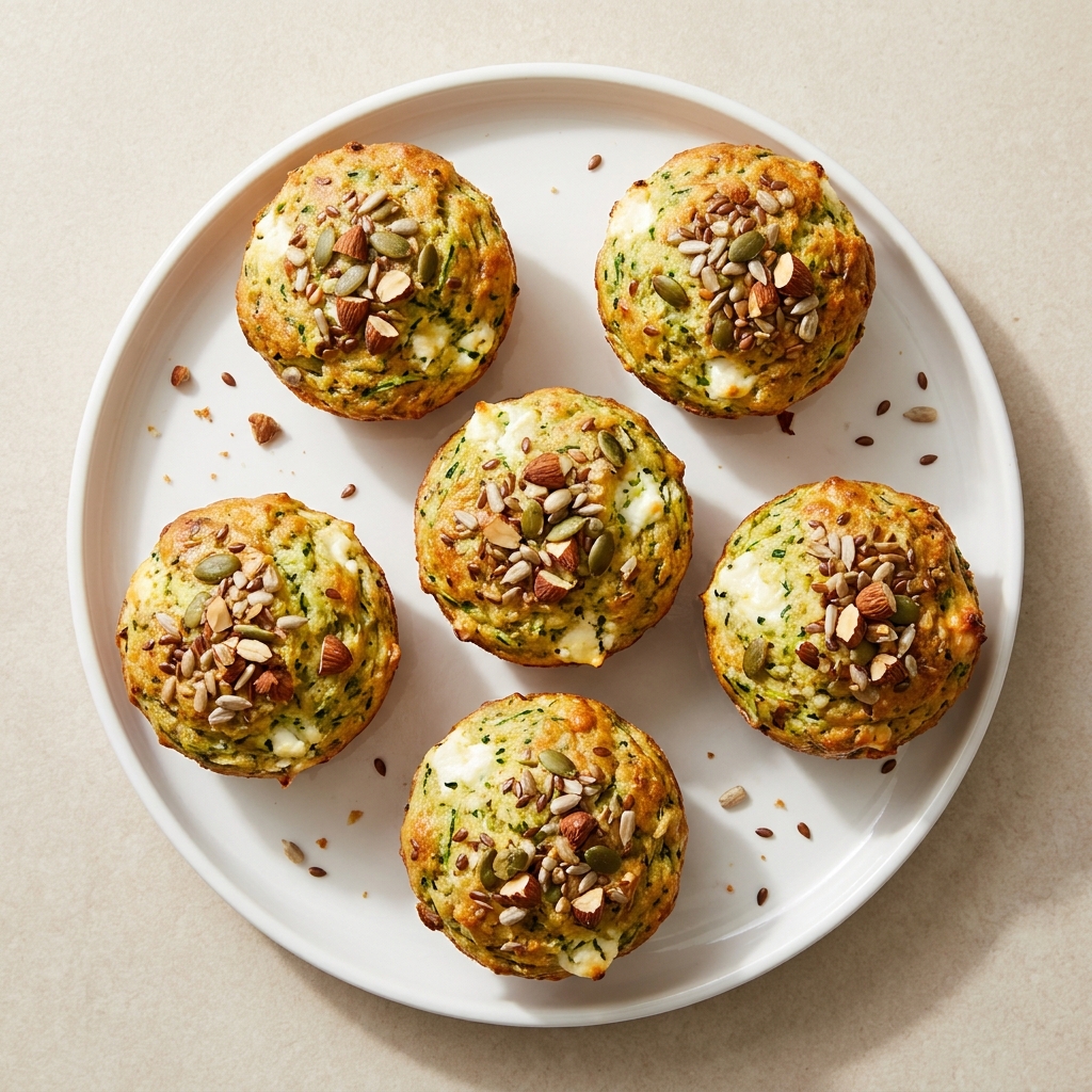 Zucchini And Feta Protein Muffins, prepared as a finished Lila recipe