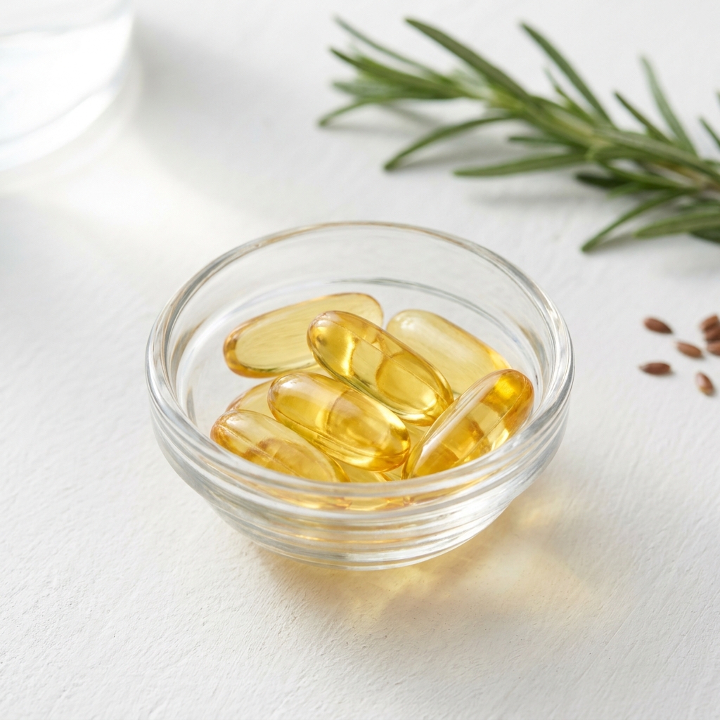 Unbranded presentation of Omega-3 Fish Oil Supplement