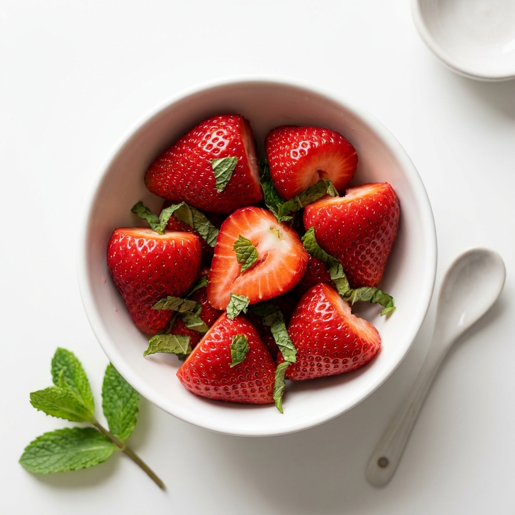 Fresh Strawberries With Mint, prepared as a finished Lila recipe