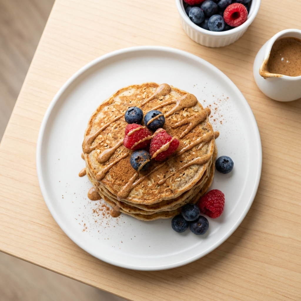 Protein-Packed Cinnamon Vanilla Pancakes, prepared as a finished Lila recipe
