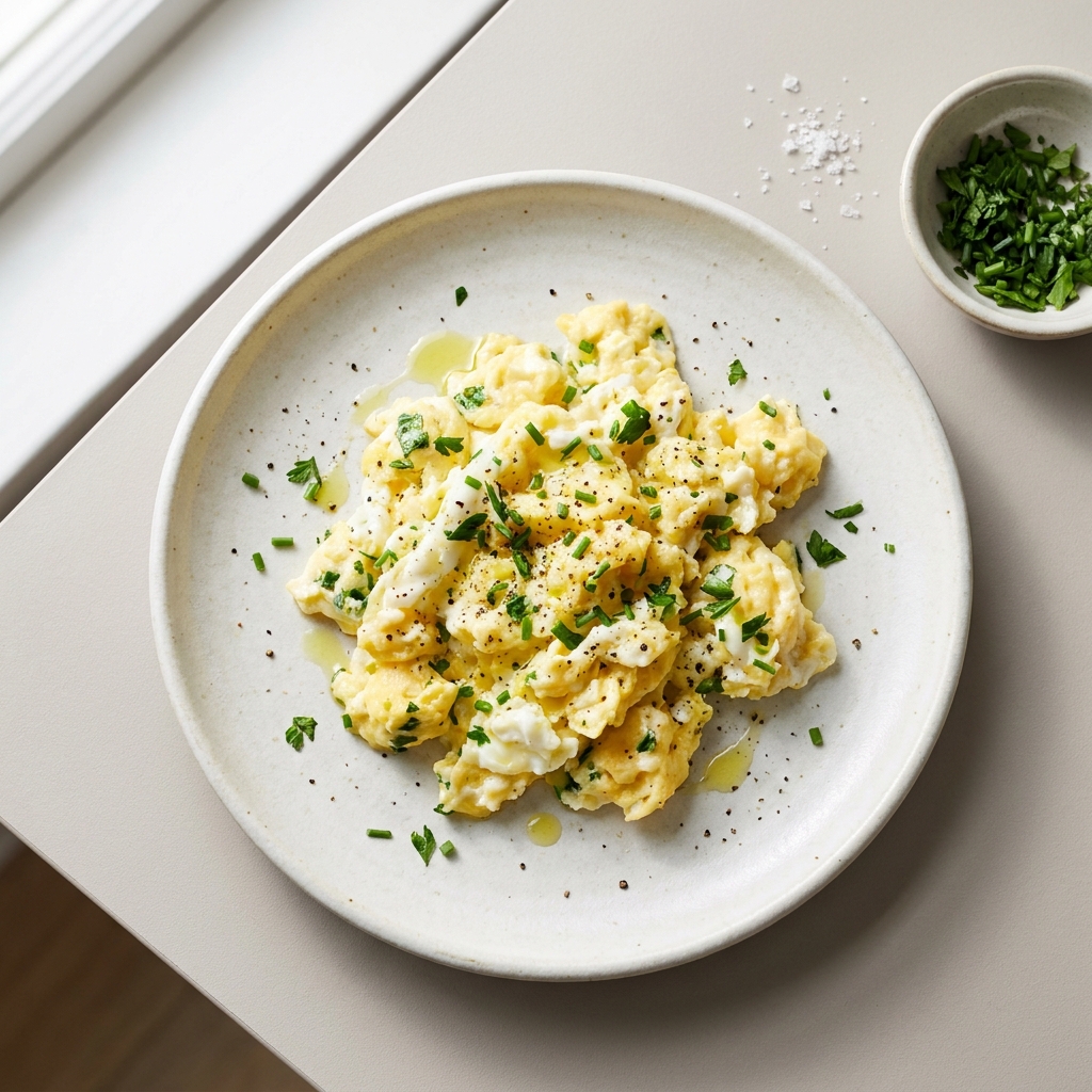 Protein-Packed Egg White & Whole Egg Scramble, prepared as a finished Lila recipe