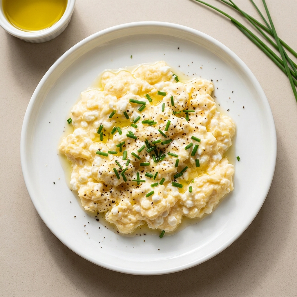 Protein Packed Fluffy Egg Scramble, prepared as a finished Lila recipe