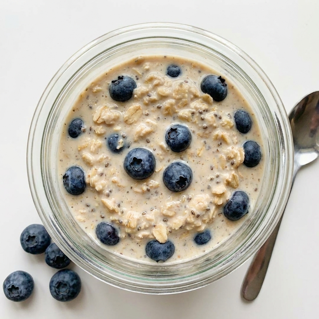 Blueberry Protein Overnight Oats, prepared as a finished Lila recipe
