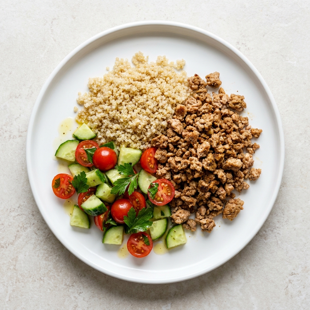 Protein Forward Day Prep Meal, prepared as a finished Lila recipe