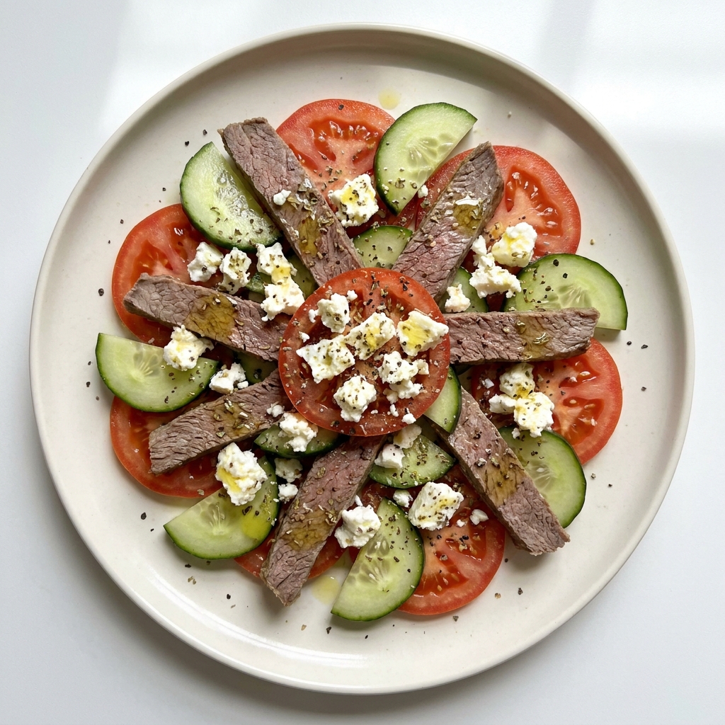 Chilled Beef And Feta Salad Plate, prepared as a finished Lila recipe