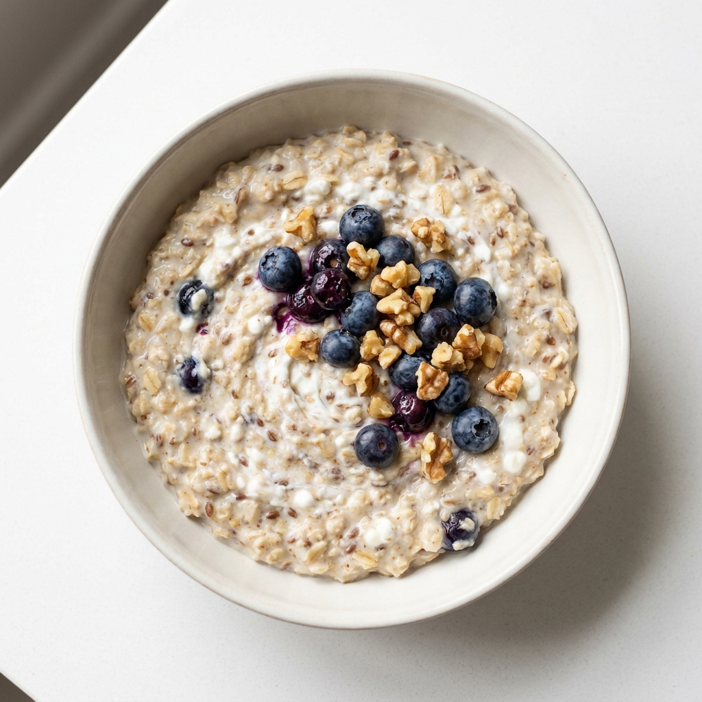 Gentle Oatmeal with Cottage Cheese and Berries, prepared as a finished Lila recipe