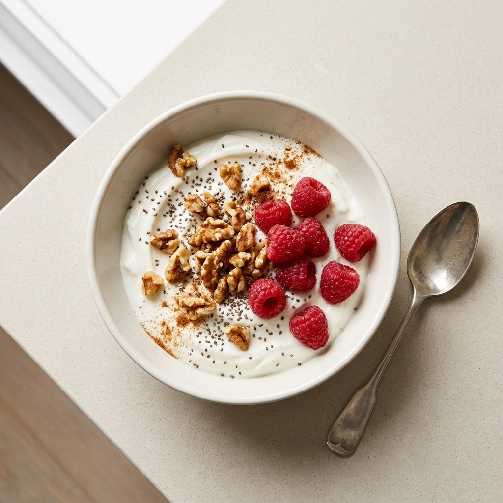 Lila Cozy Greek Yogurt And Berry Bowl, prepared as a finished Lila recipe