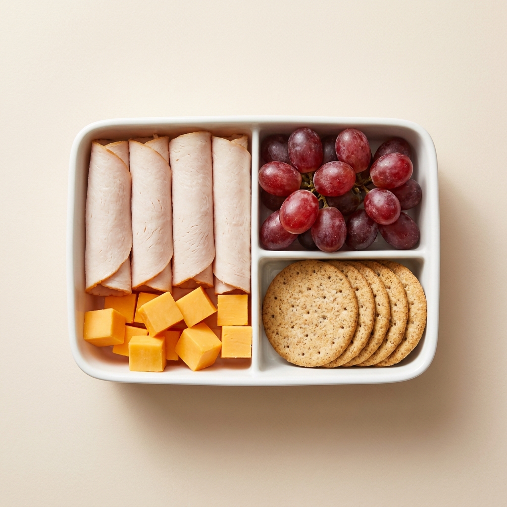 Turkey and Cheddar Bento Lunch Box, prepared as a finished Lila recipe