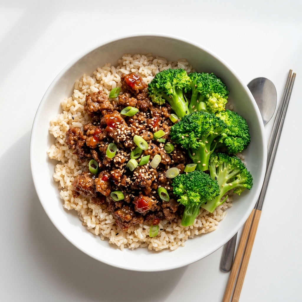 Sweet Chili Ground Beef Bowl, prepared as a finished Lila recipe