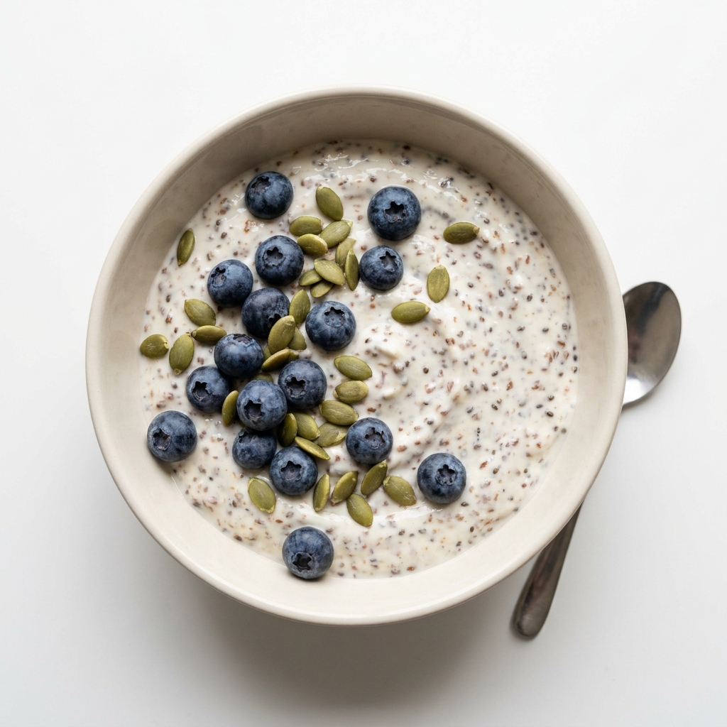 High Protein Berry Flax Seed Parfait, prepared as a finished Lila recipe