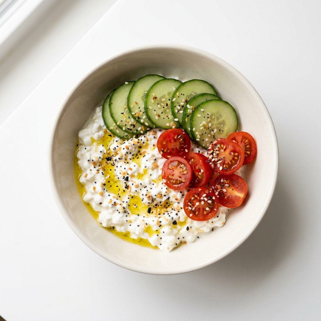 Savory Everything Cottage Cheese Bowl, prepared as a finished Lila recipe