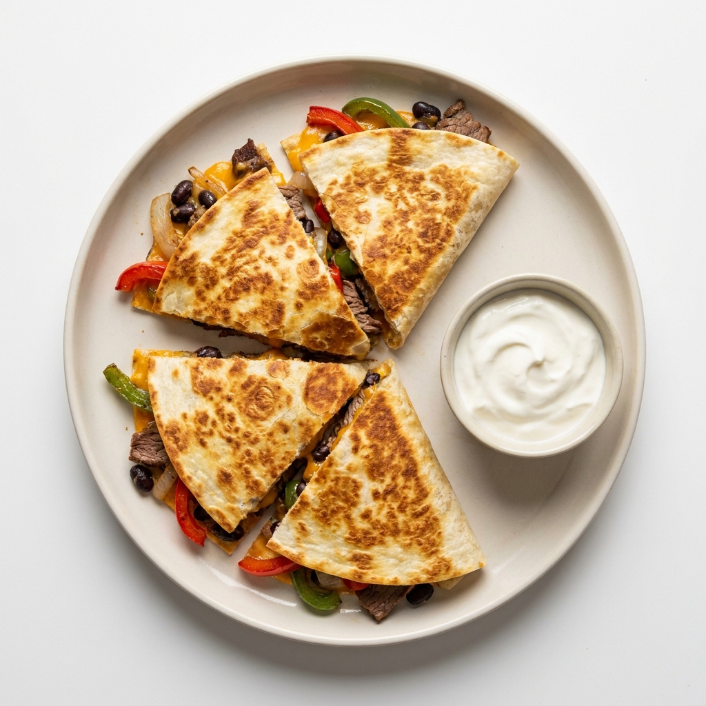 High Protein Steak And Cheese Quesadilla, prepared as a finished Lila recipe
