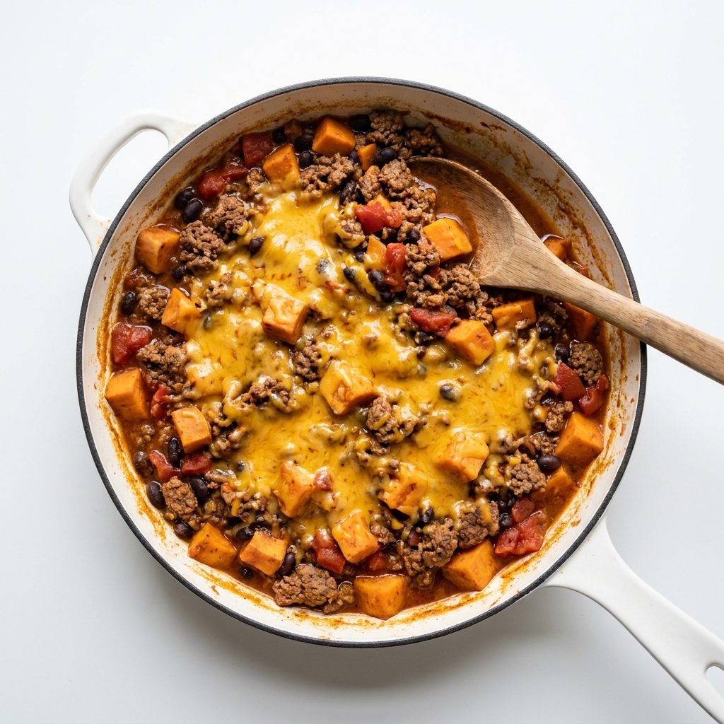 Cozy Beef and Sweet Potato Skillet, prepared as a finished Lila recipe