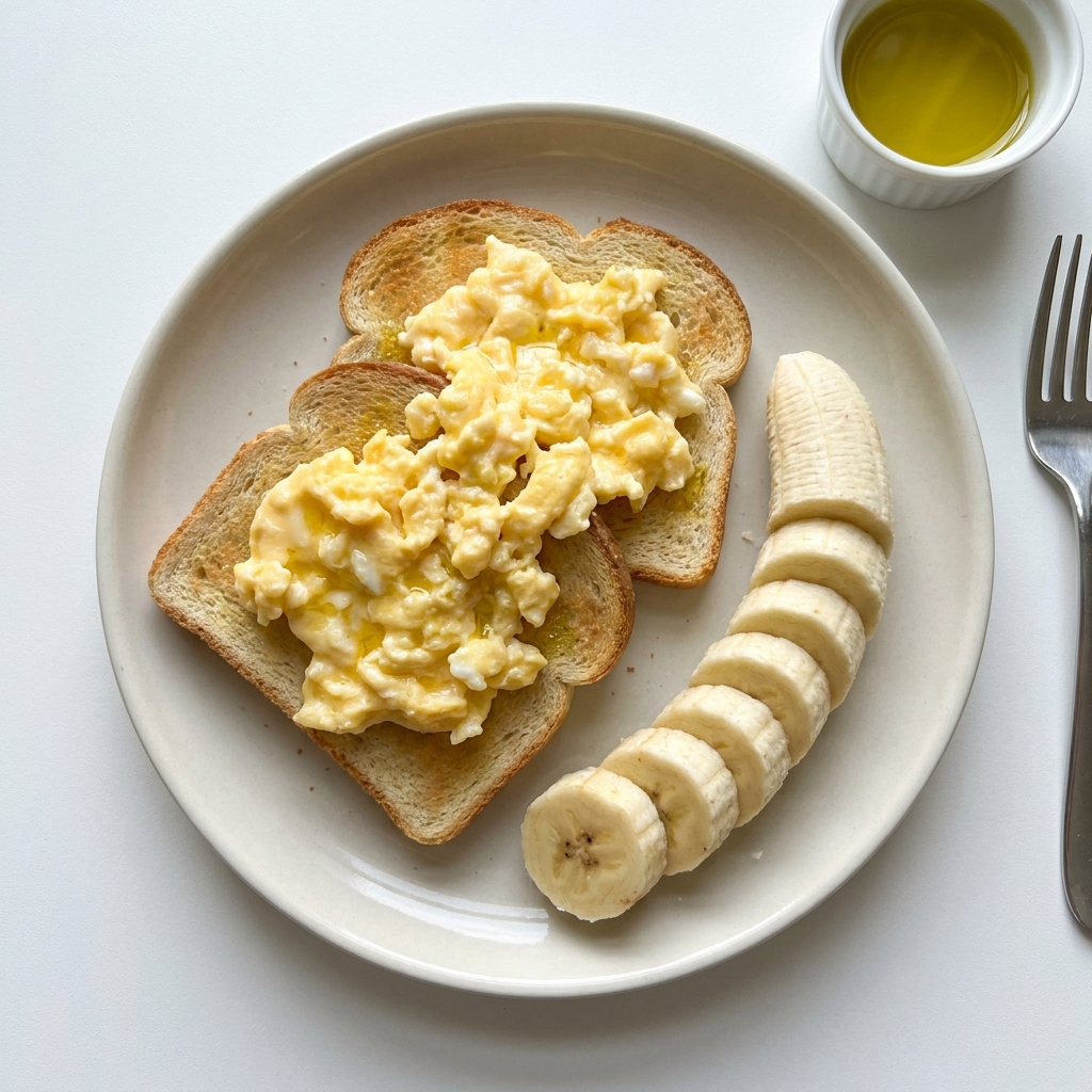 Quick Pre-Run Egg and Banana Toast, prepared as a finished Lila recipe