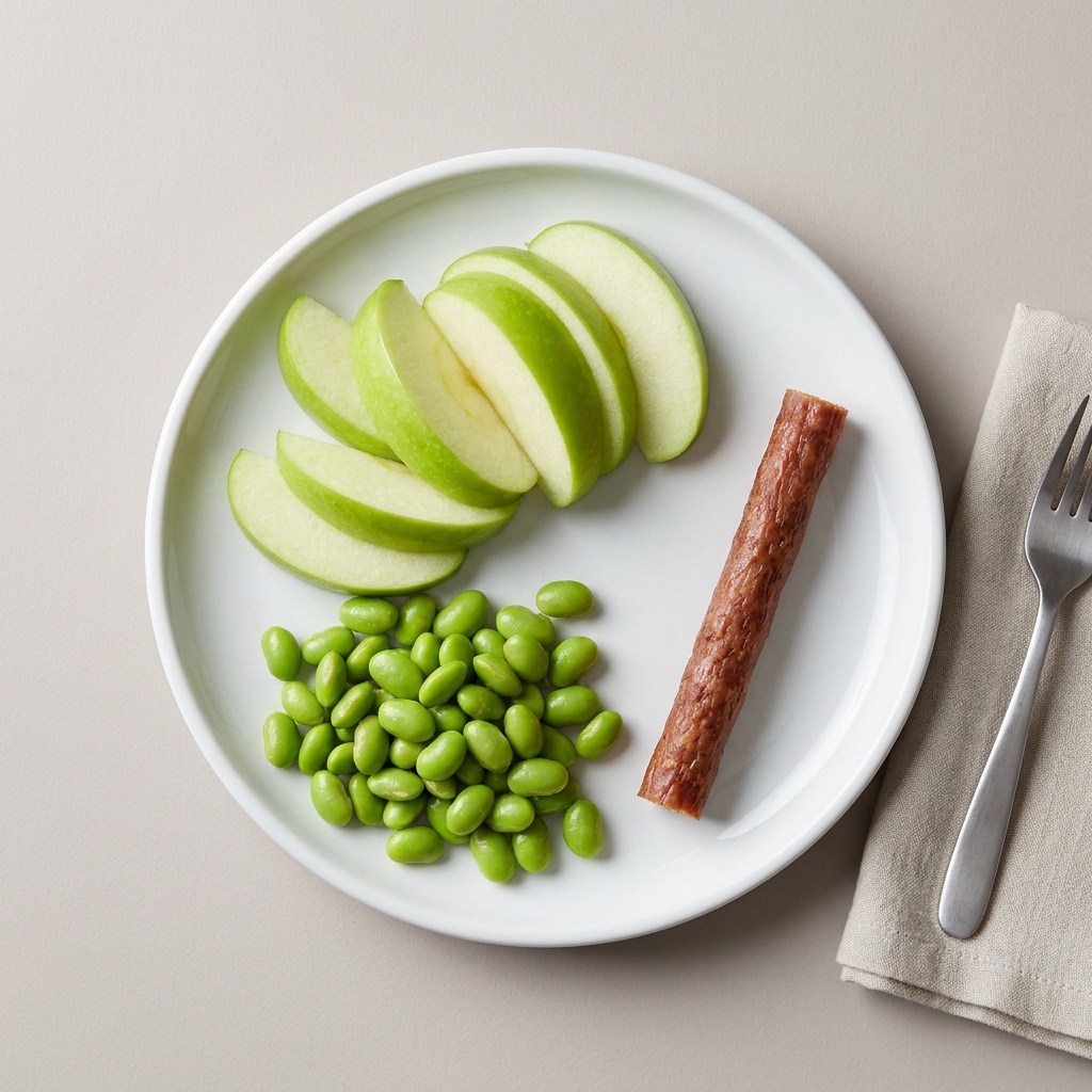 Green Apple And Edamame Protein Plate, prepared as a finished Lila recipe