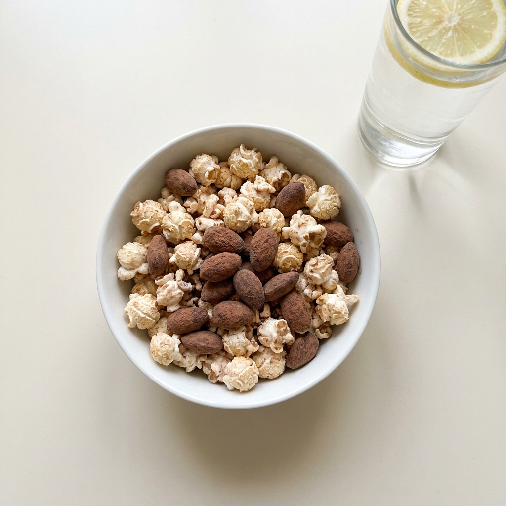 Protein Popcorn And Cocoa Almond Crunch, prepared as a finished Lila recipe