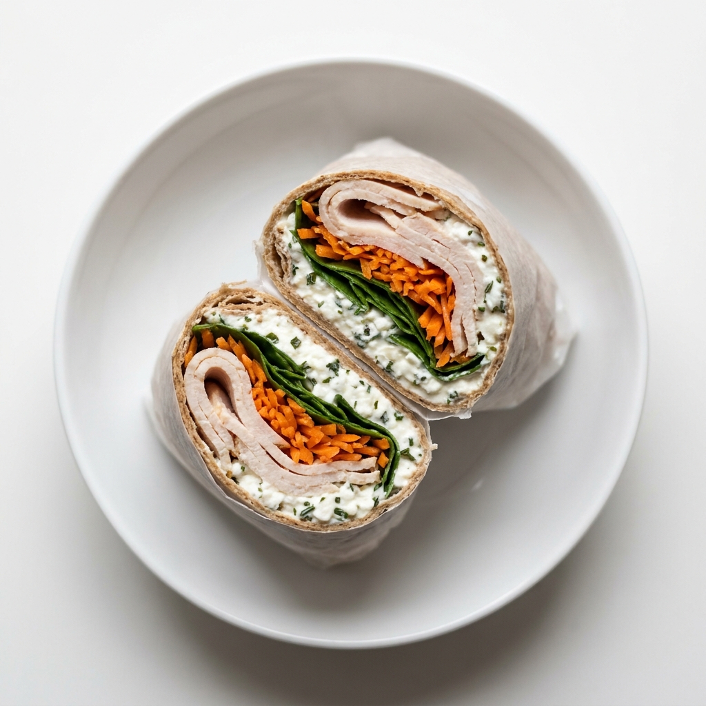 Turkey and Herbed Cottage Cheese Protein Wrap, prepared as a finished Lila recipe