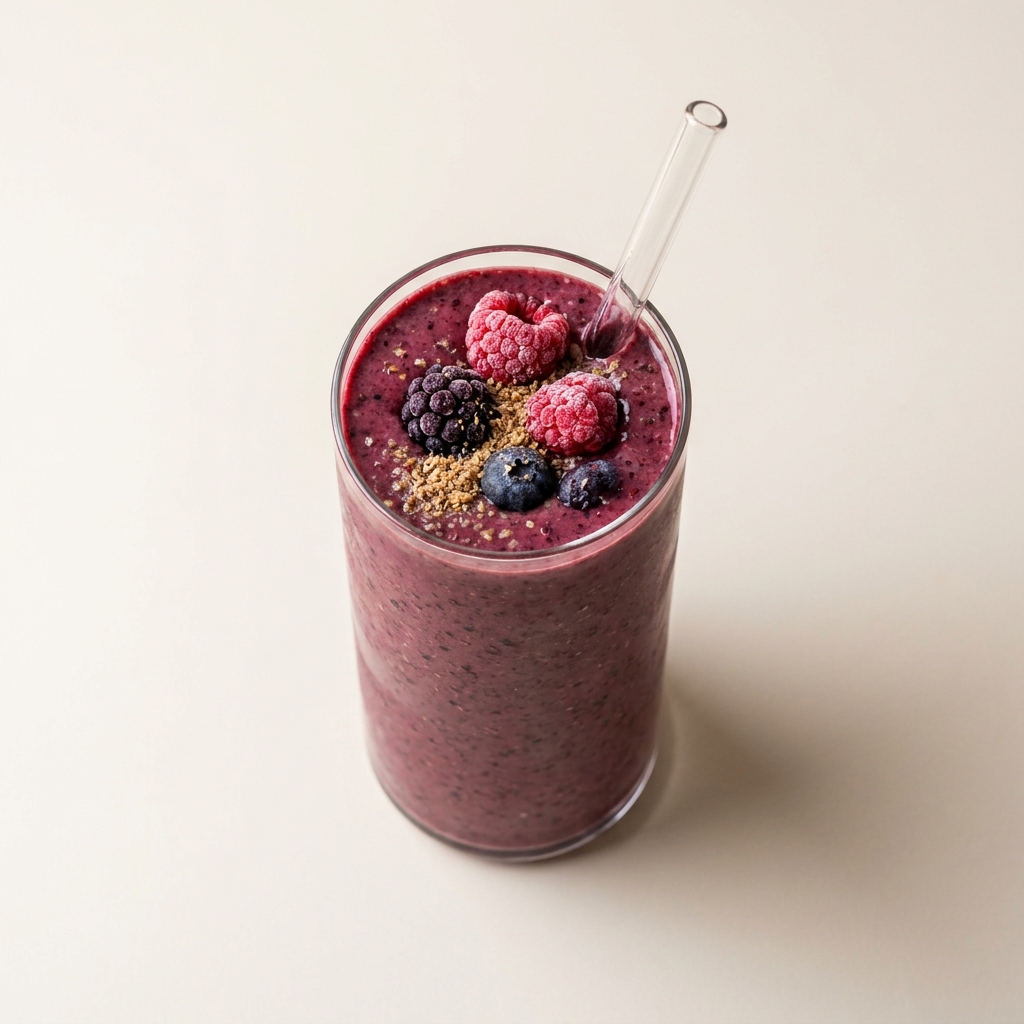 Vanilla Kefir Berry Shift Smoothie, prepared as a finished Lila recipe