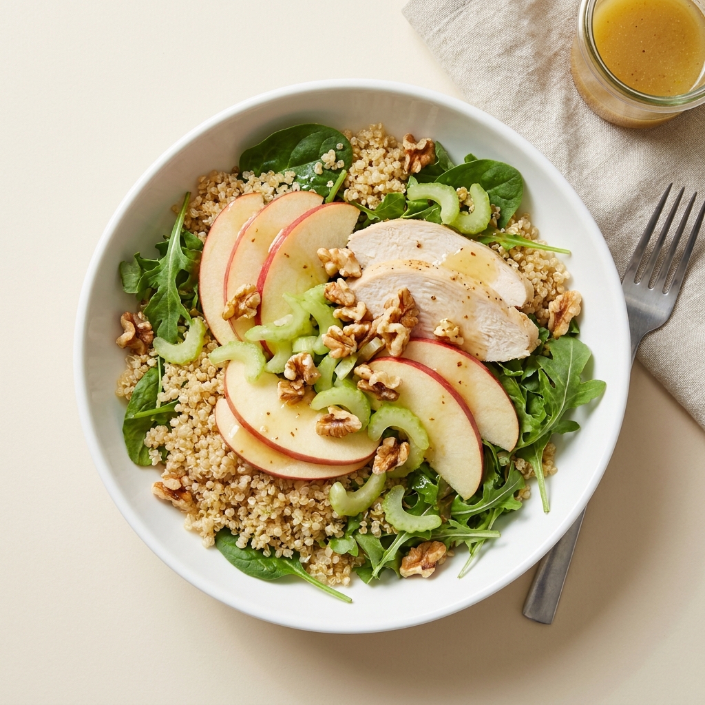 American Harvest Chicken and Quinoa Salad Bowl, prepared as a finished Lila recipe