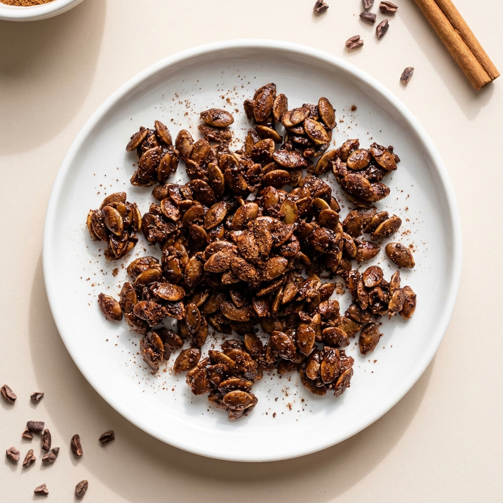 Mexican Chocolate Cinnamon Pumpkin Seed Crunch, prepared as a finished Lila recipe