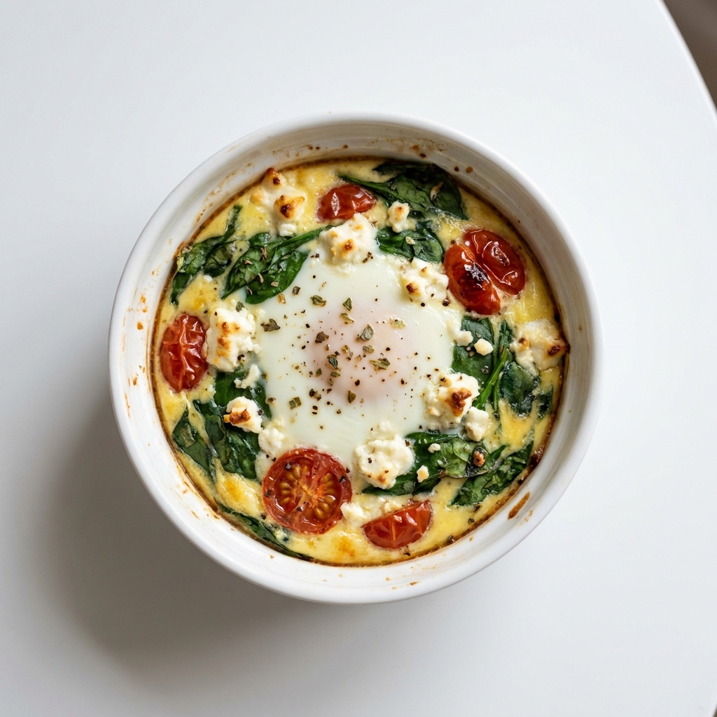 Mediterranean Baked Eggs With Spinach And Feta, prepared as a finished Lila recipe
