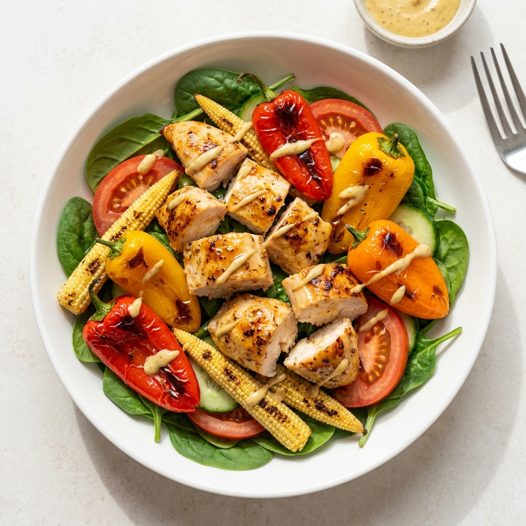 Air Fryer Lemon Honey Chicken with Sweet Baby Peppers, prepared as a finished Lila recipe
