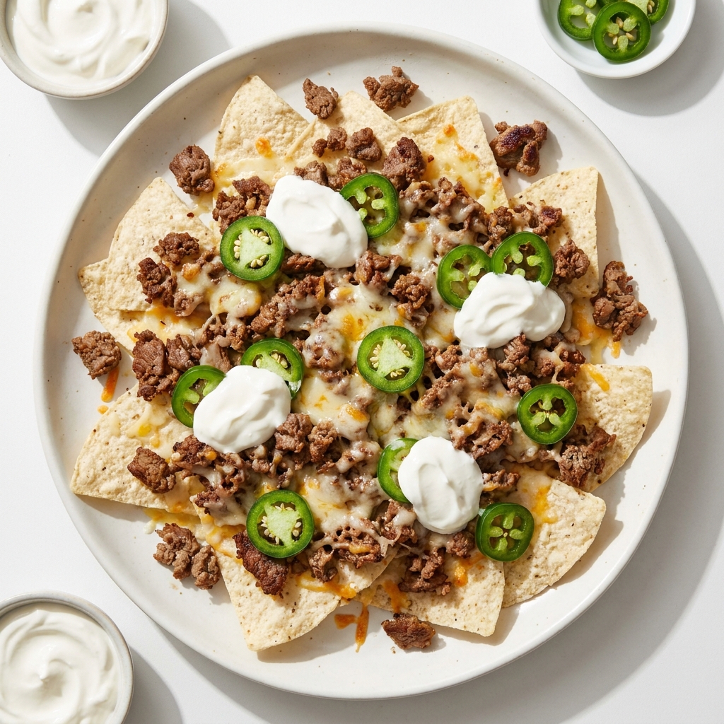 High Protein Shaved Steak Nachos, prepared as a finished Lila recipe
