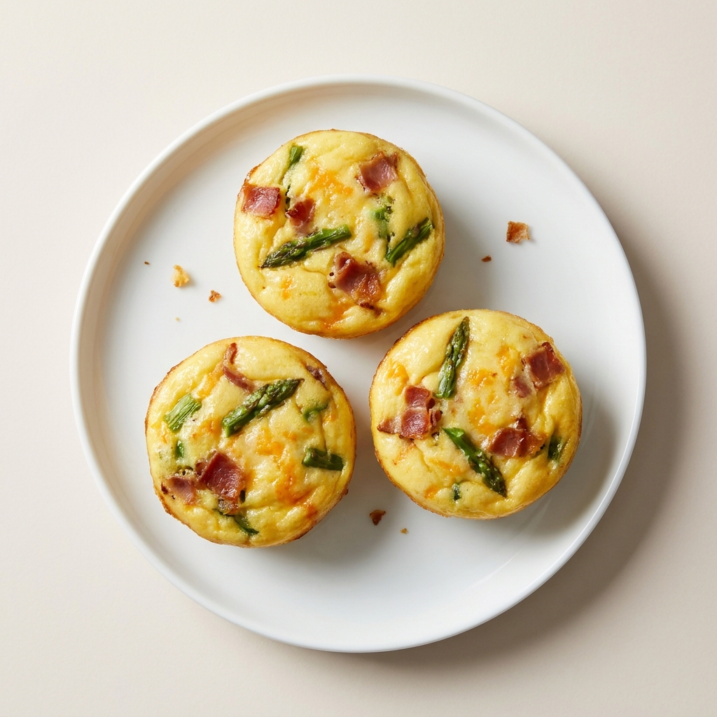 Freezable Asparagus and Aged Cheddar Egg Bites, prepared as a finished Lila recipe