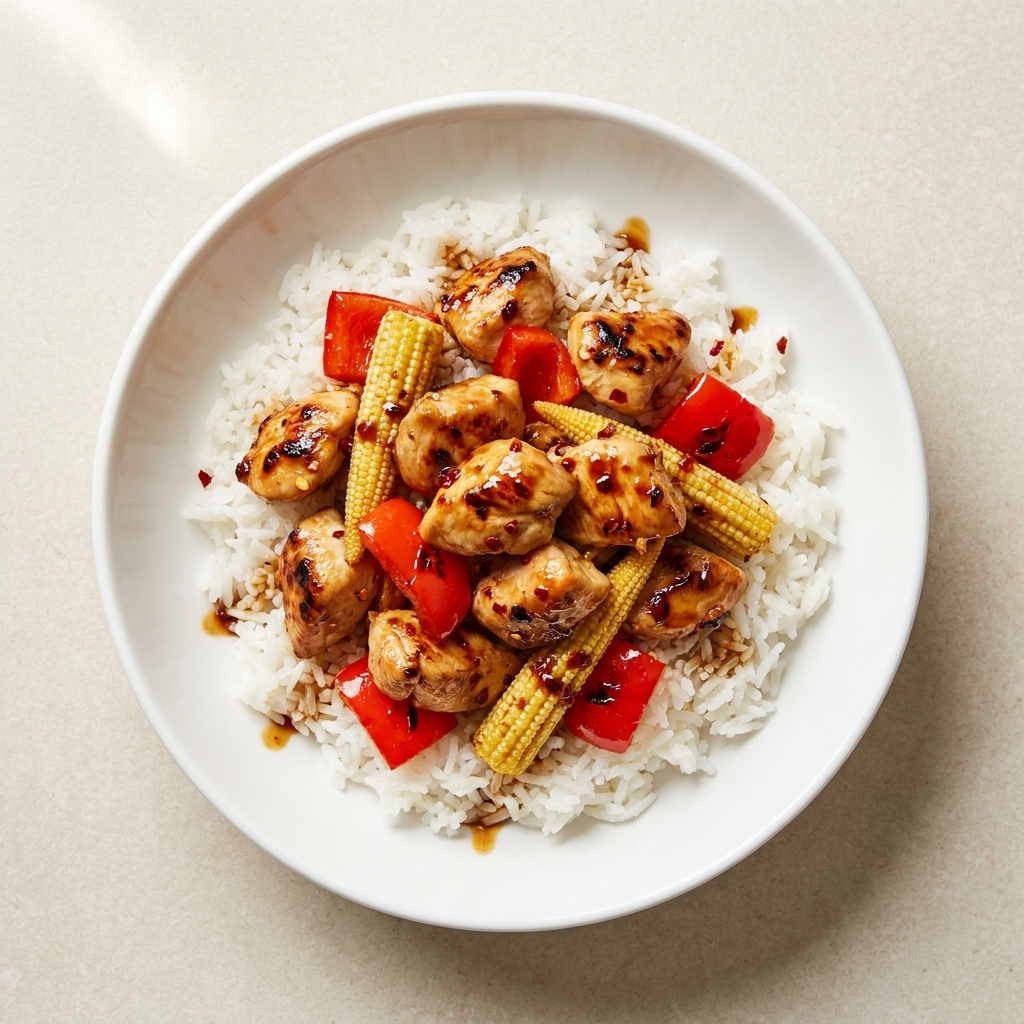 Air Fryer Ginger Tamari Chicken with Crunchy Veg, prepared as a finished Lila recipe