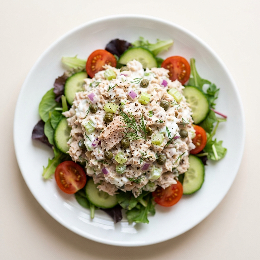 Mediterranean Greek Yogurt Tuna Salad, prepared as a finished Lila recipe