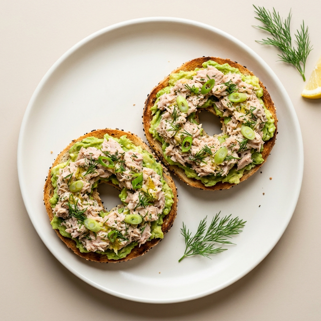 Herbed Tuna Salad Bagel, prepared as a finished Lila recipe