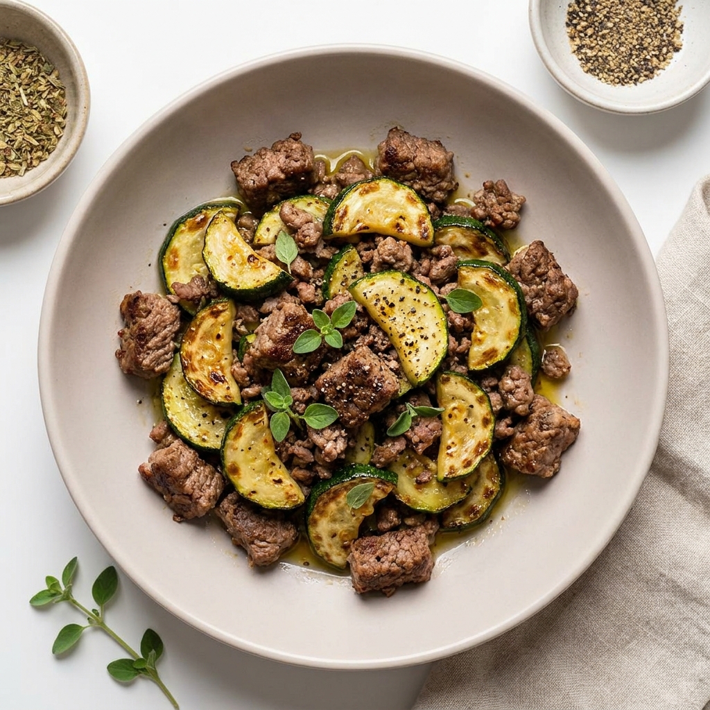 Air Fryer Beef Mince And Courgette Bowl, prepared as a finished Lila recipe