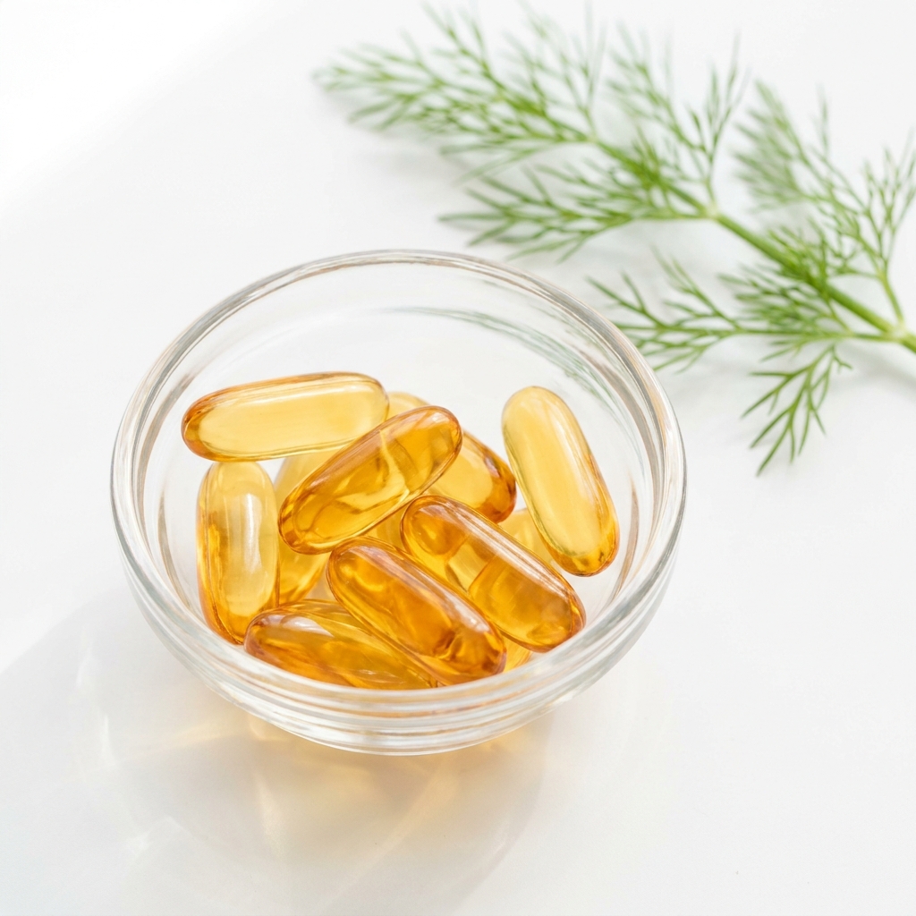 Unbranded presentation of Fish Oil Supplement for Hormonal Balance