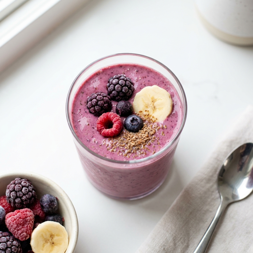 Quick Banana And Berry Probiotic Smoothie, prepared as a finished Lila recipe