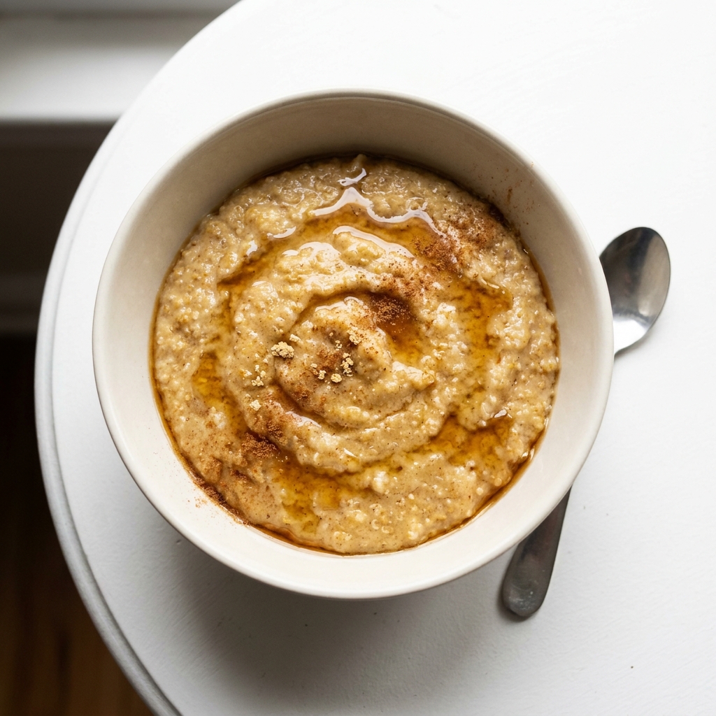 Warm Gingerbread Quinoa Porridge, prepared as a finished Lila recipe