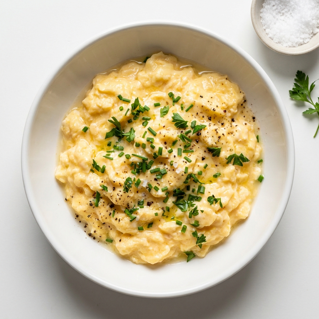 Creamy Scrambled Eggs with Greek Yogurt, prepared as a finished Lila recipe