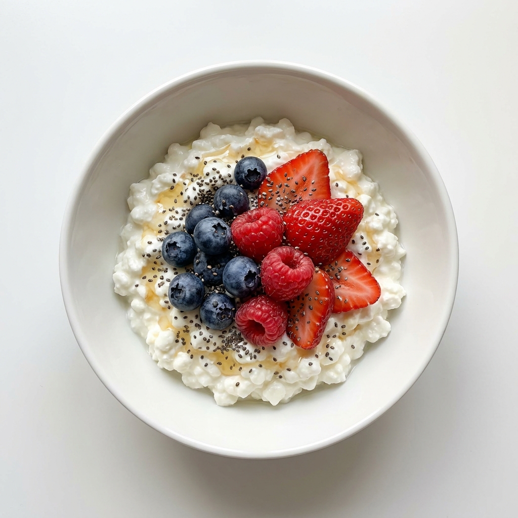 High-Protein Berry and Chia Cottage Cheese Bowl, prepared as a finished Lila recipe