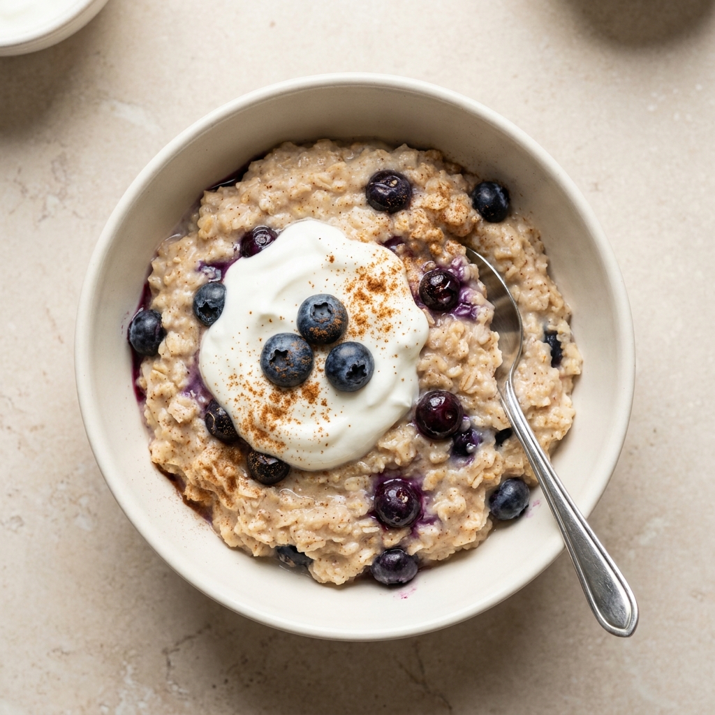 Warm Cinnamon Berry Protein Oatmeal, prepared as a finished Lila recipe