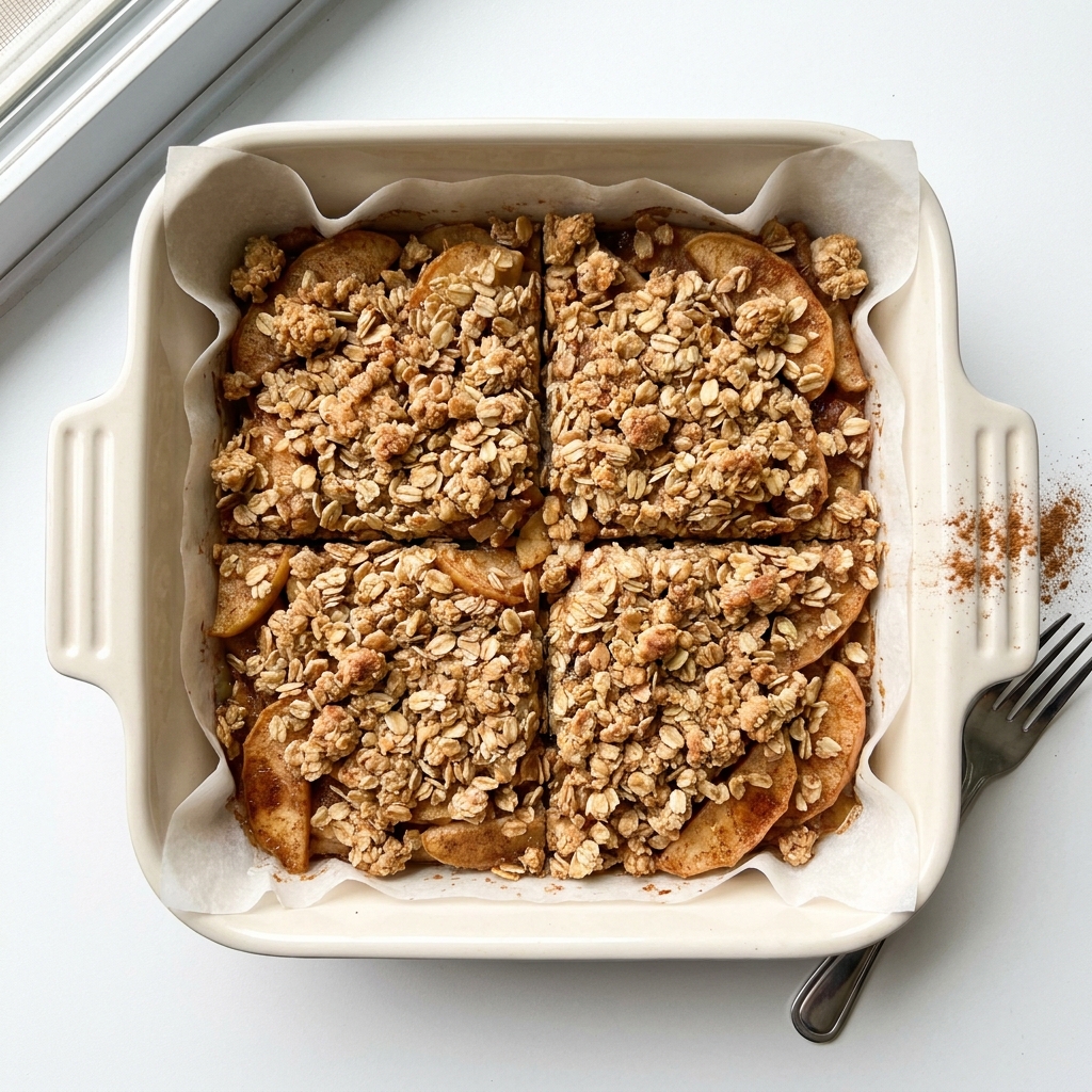 Warm Apple Cinnamon Protein Crisp Squares, prepared as a finished Lila recipe