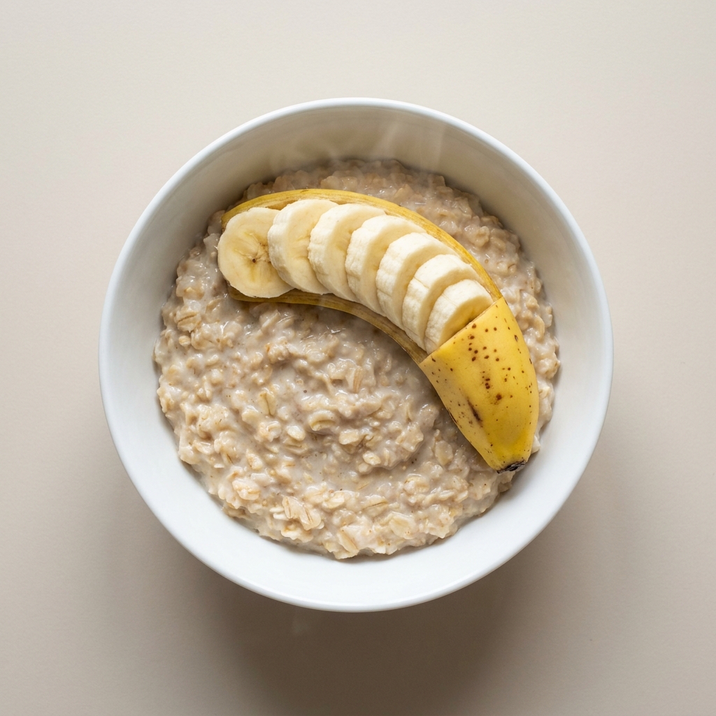 Soothing Warm Oats with Sliced Banana, prepared as a finished Lila recipe