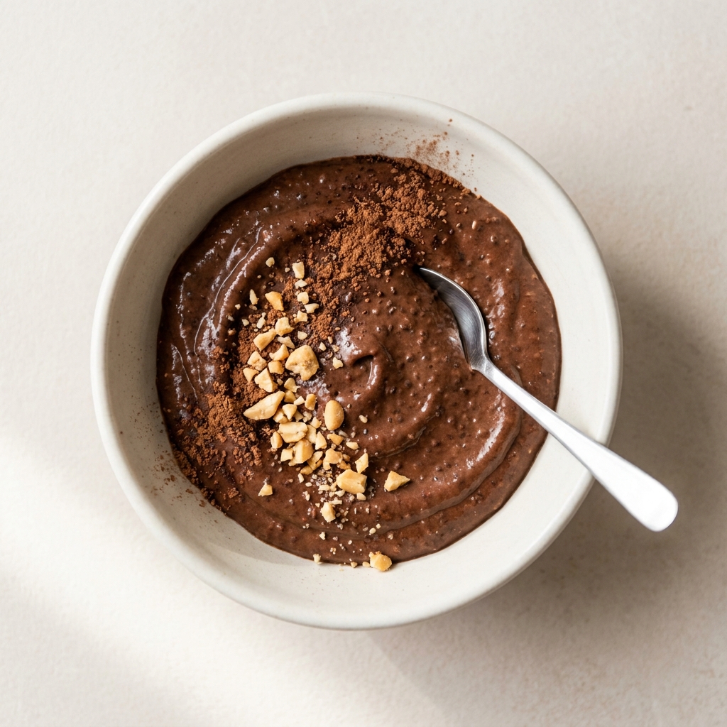 Chocolate Peanut Butter Protein Pudding, prepared as a finished Lila recipe