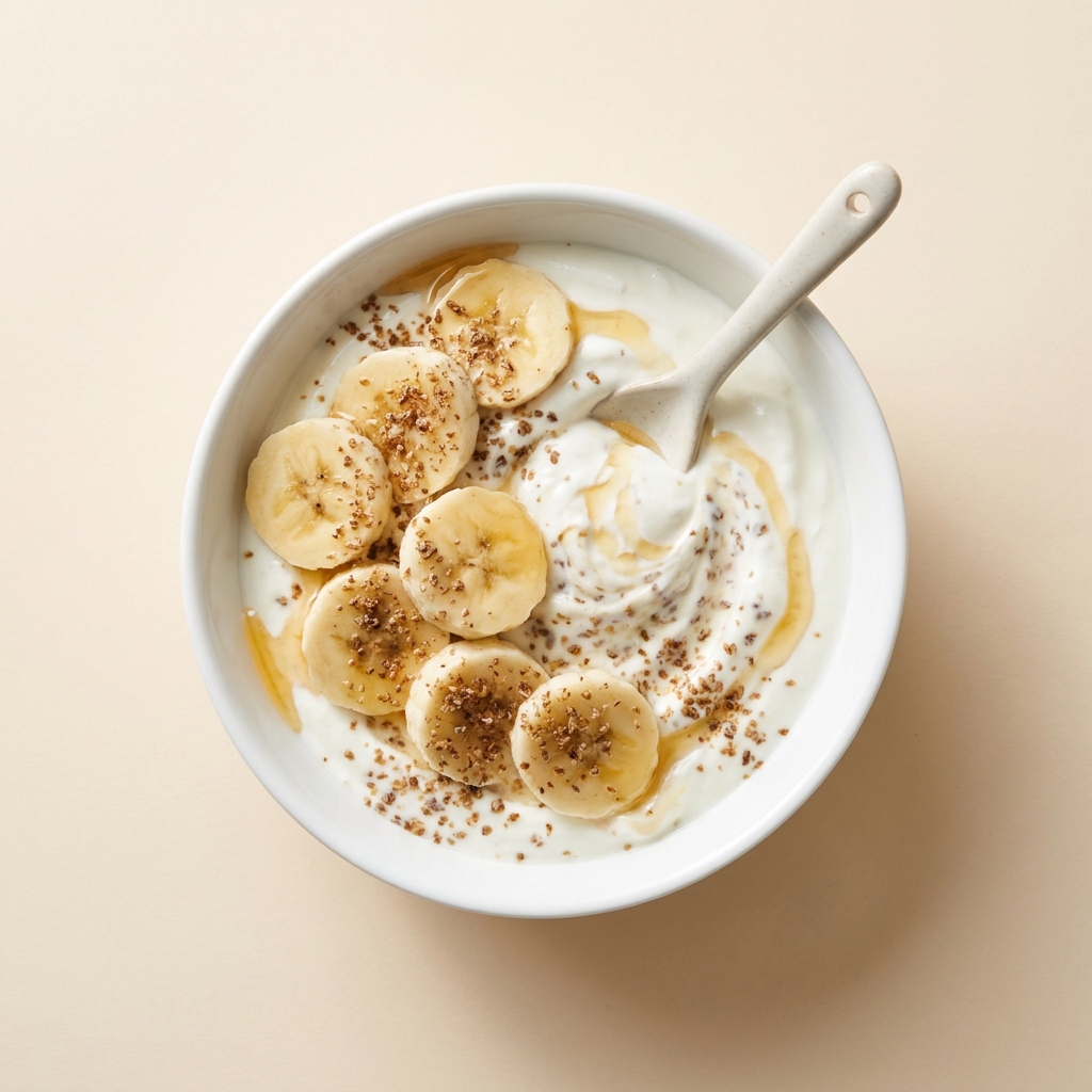 Gentle Vanilla Banana Greek Yogurt Bowl, prepared as a finished Lila recipe