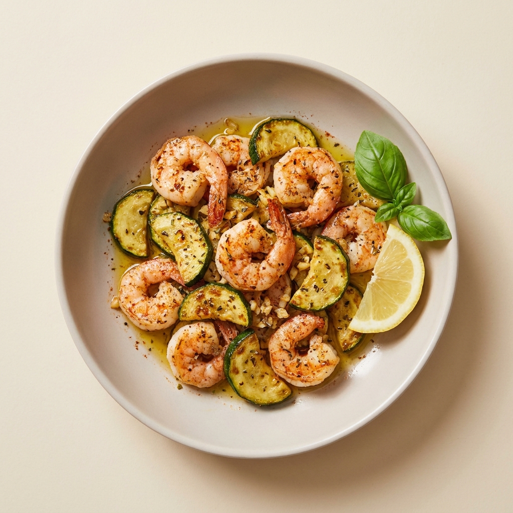 Quick Garlic Herb Lemon Shrimp, prepared as a finished Lila recipe