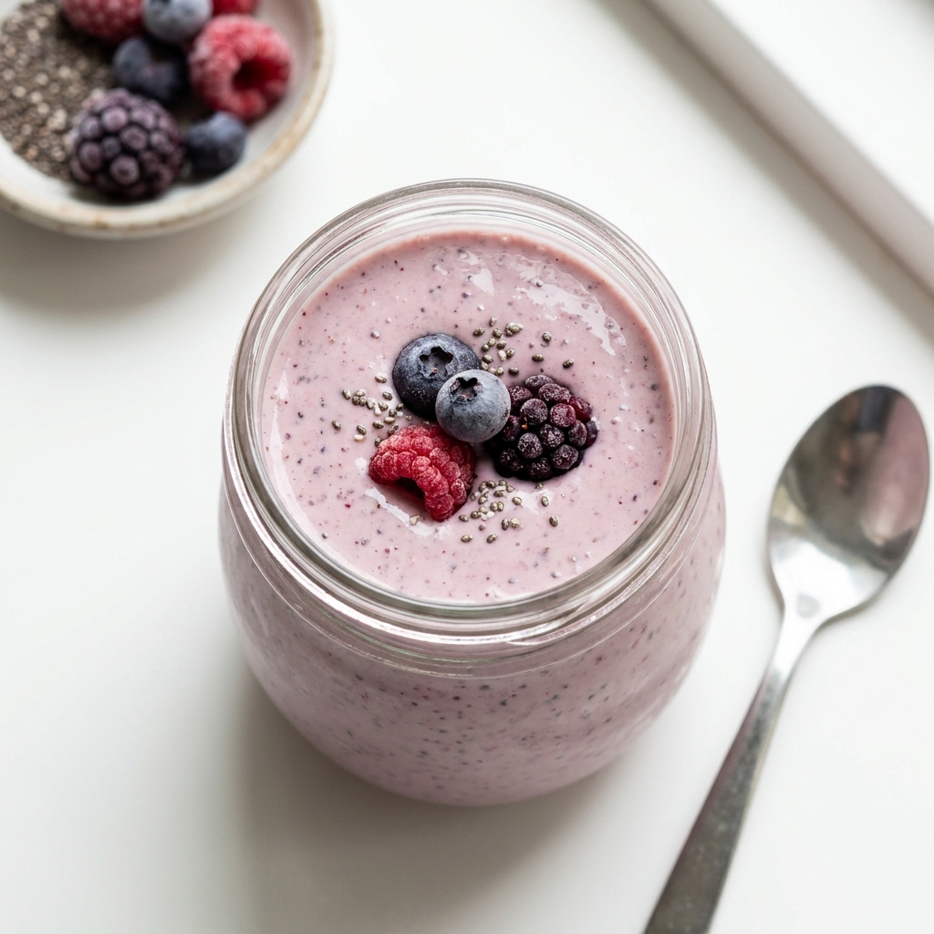 Vanilla Berry Protein Kefir Smoothie, prepared as a finished Lila recipe