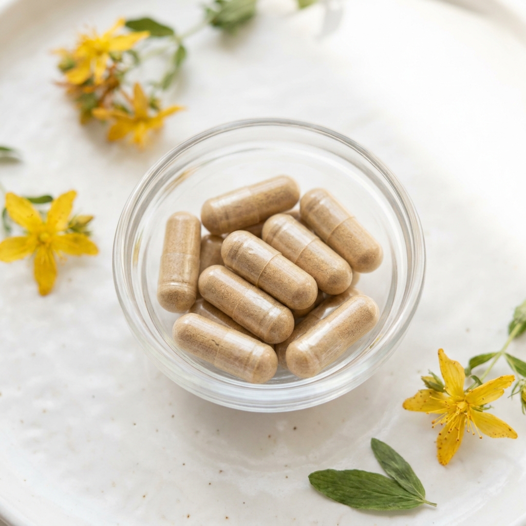 Unbranded presentation of St. John's Wort Supplement for Mood Support