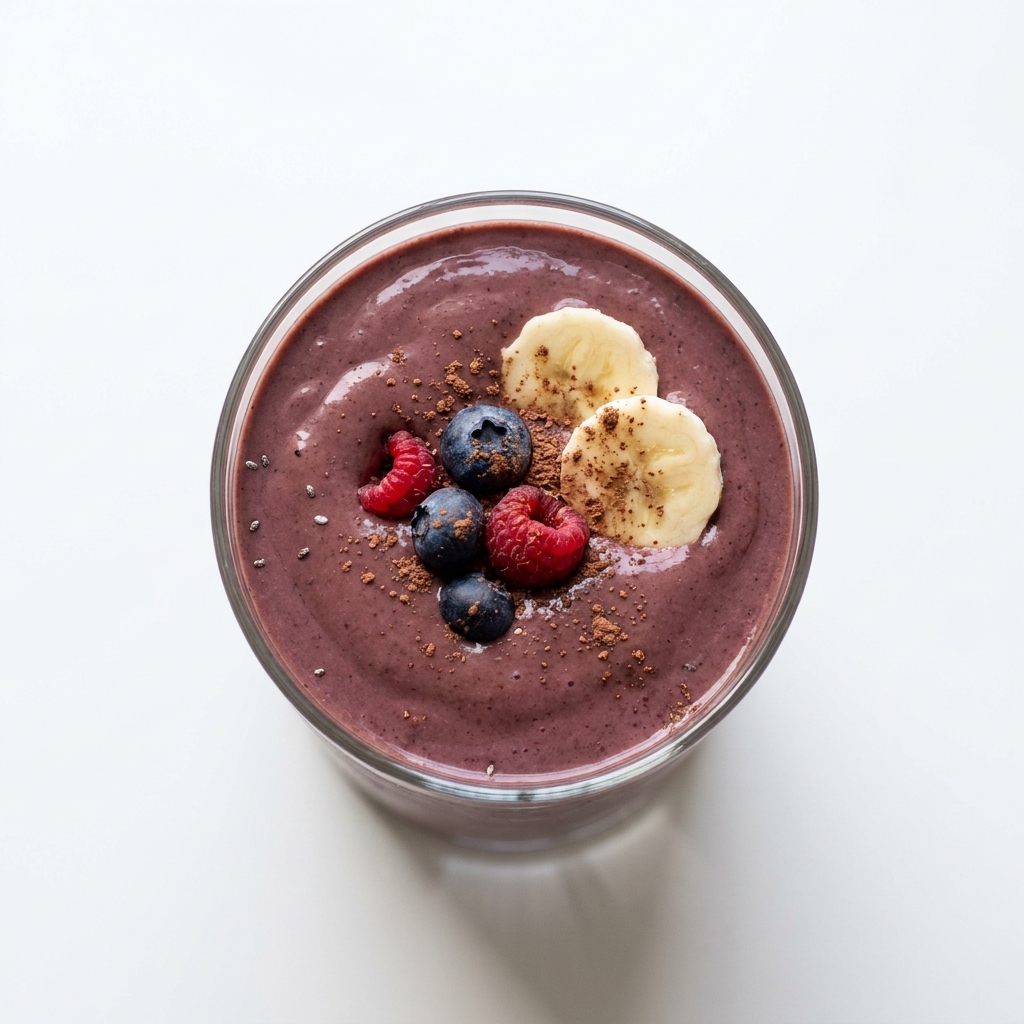 Post Run Chocolate Berry Glycogen Recovery Smoothie, prepared as a finished Lila recipe