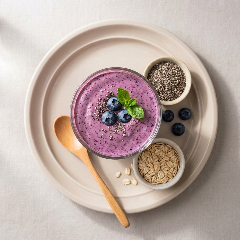 Blueberry Protein Power Shake, prepared as a finished Lila recipe