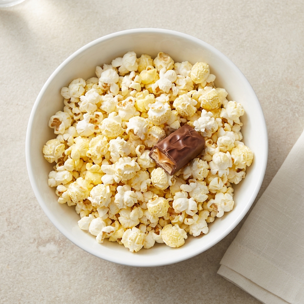 Popcorn and Fun Size Milky Way Snack, prepared as a finished Lila recipe