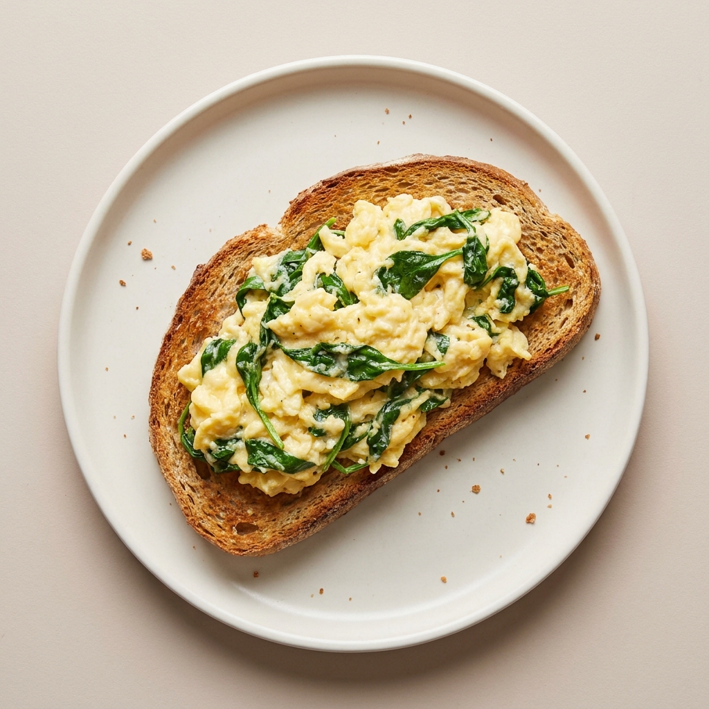 5-Minute High-Protein Scrambled Eggs with Toast, prepared as a finished Lila recipe